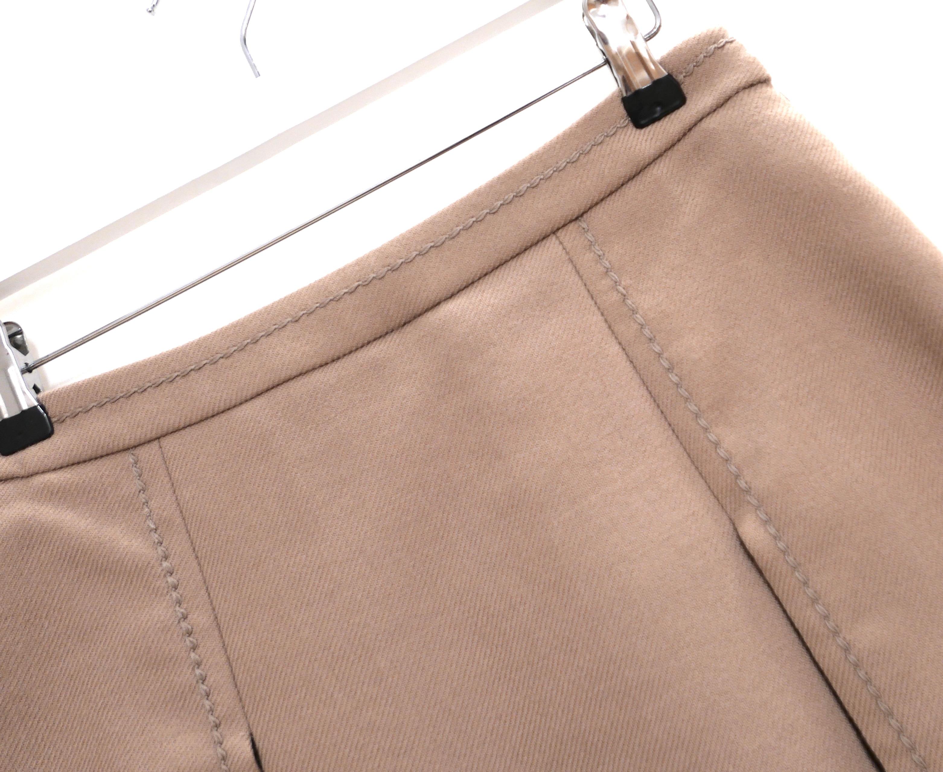 Marron Prada Resort 2015 Jupe évasée en laine camel en vente