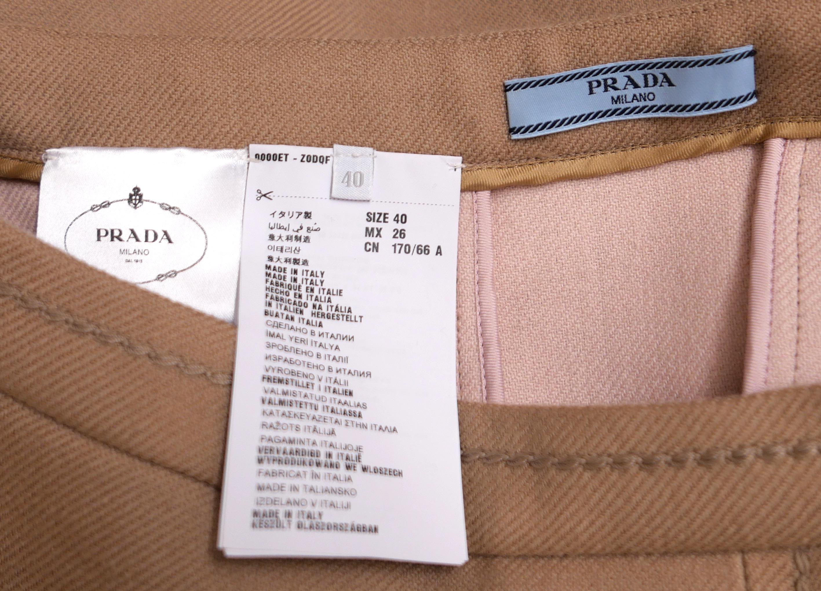 Prada Resort 2015 Jupe évasée en laine camel en vente 1