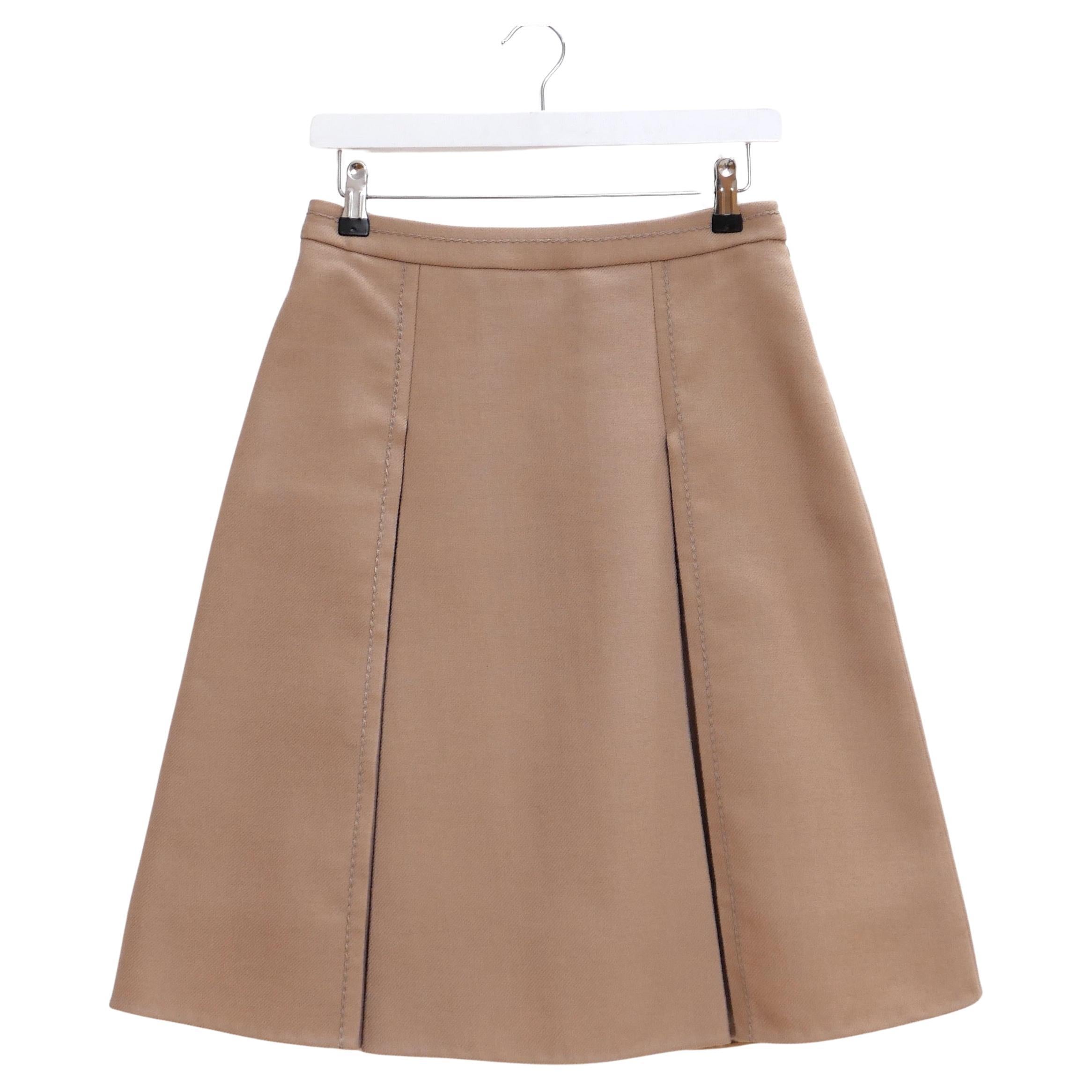 Prada Resort 2015 Jupe évasée en laine camel en vente