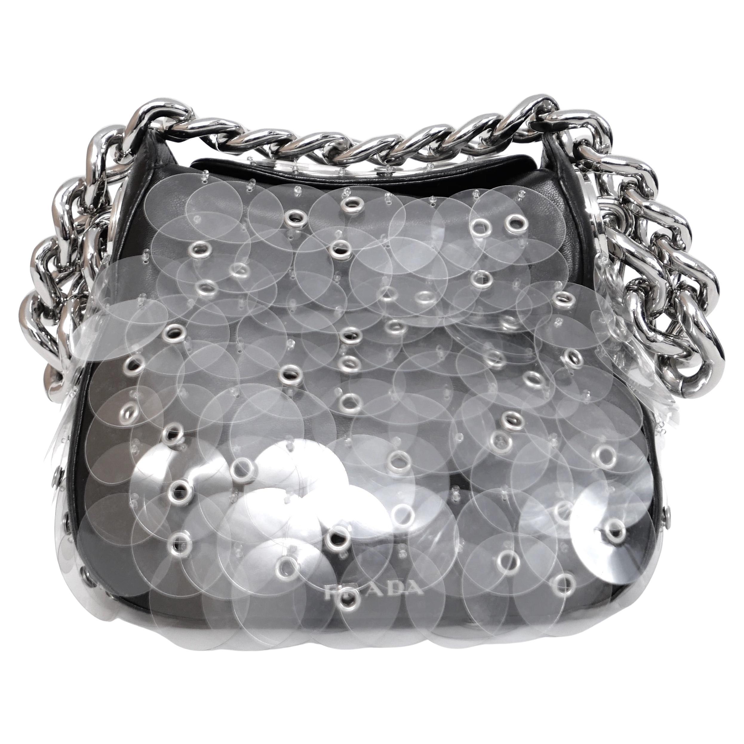 Prada Resort 2016 Paillettes Chain Handle Disk Bag For Sale