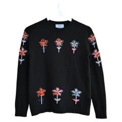 Prada Resort 2020 Pullover aus Wolle und Kaschmir mit Blumen-Intarsien