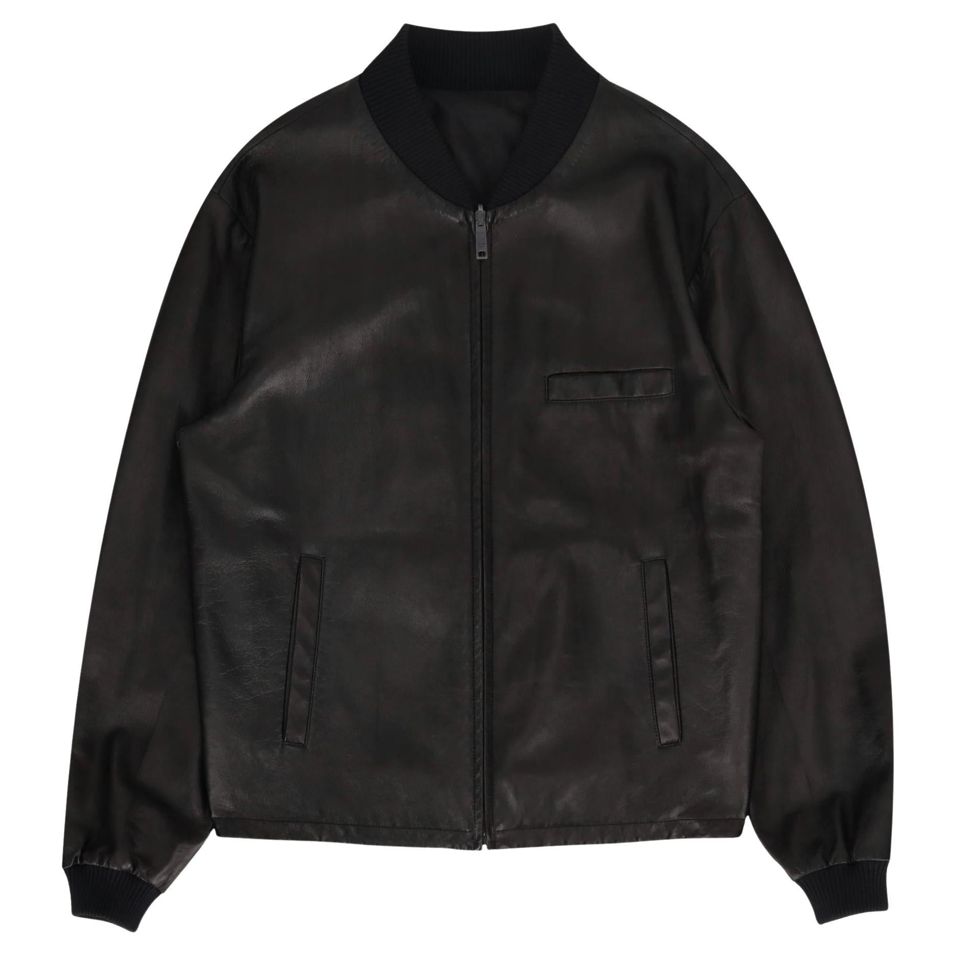 Prada Reversible Lambskin Leather & Nylon Bomber Jacket