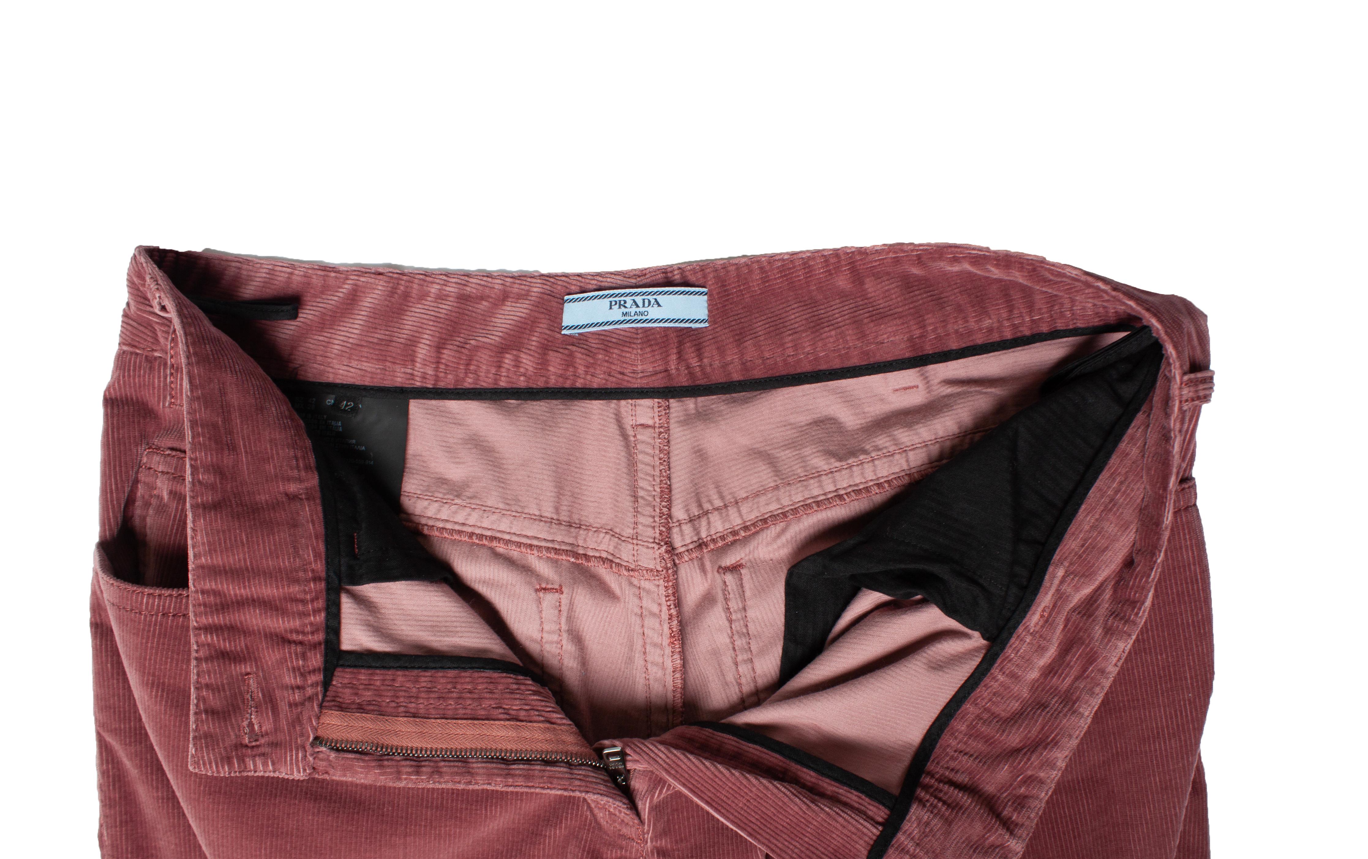 Women's Prada, rib velvet pantalon in old pink