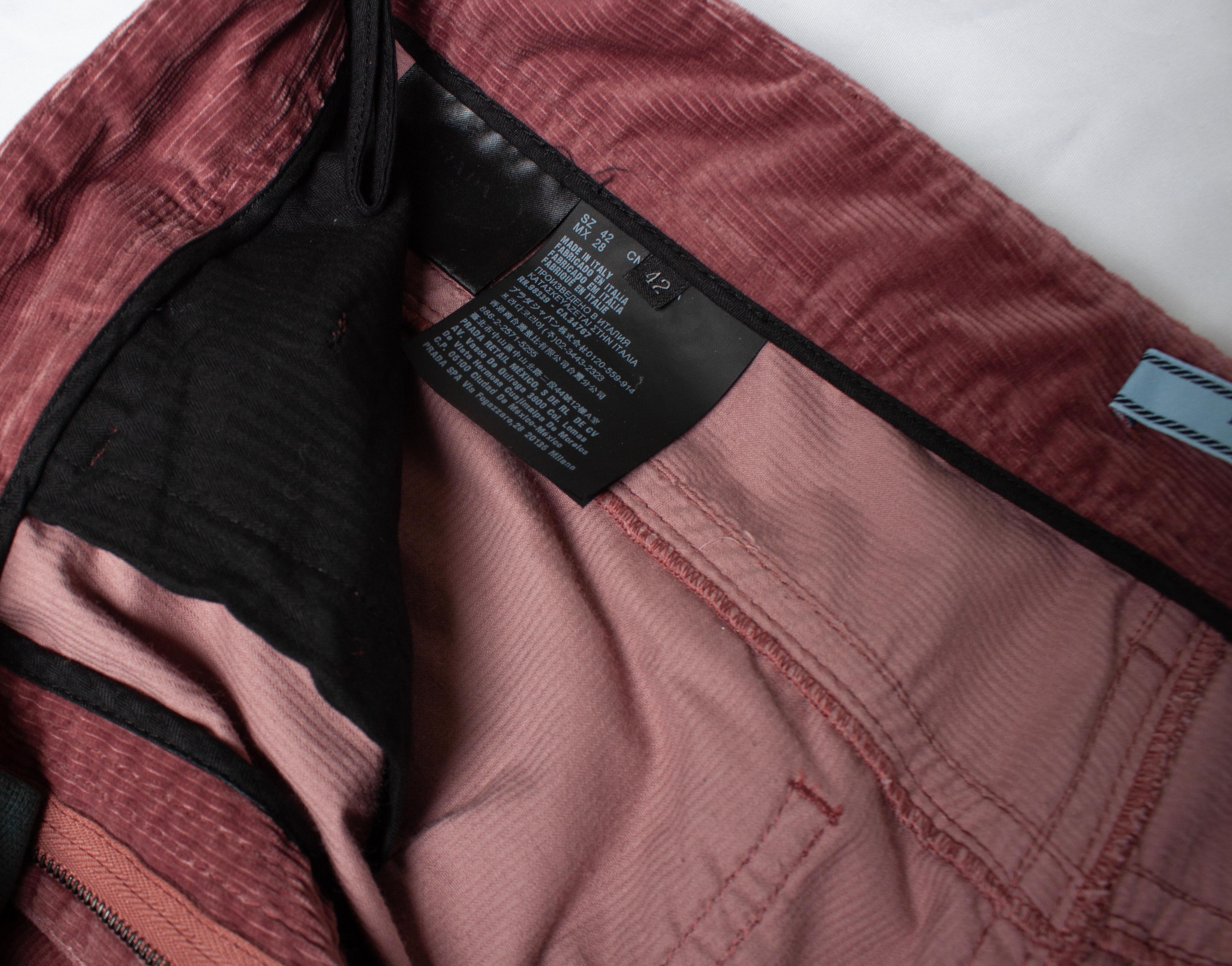 Prada, rib velvet pantalon in old pink 1