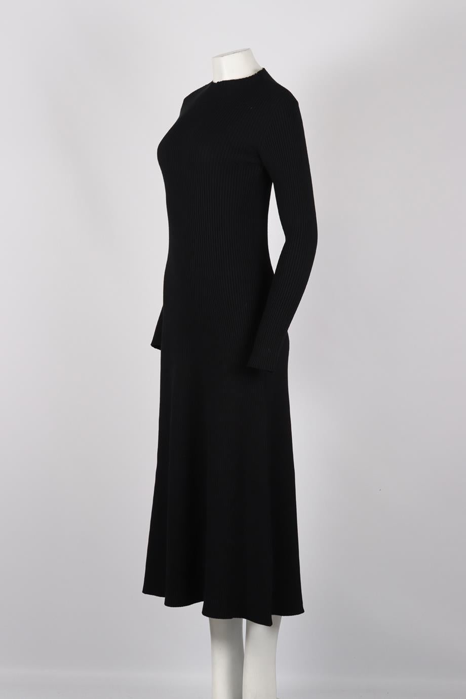 Prada Ribbed Wool Blend Midi Dress Large In Excellent Condition In London, GB