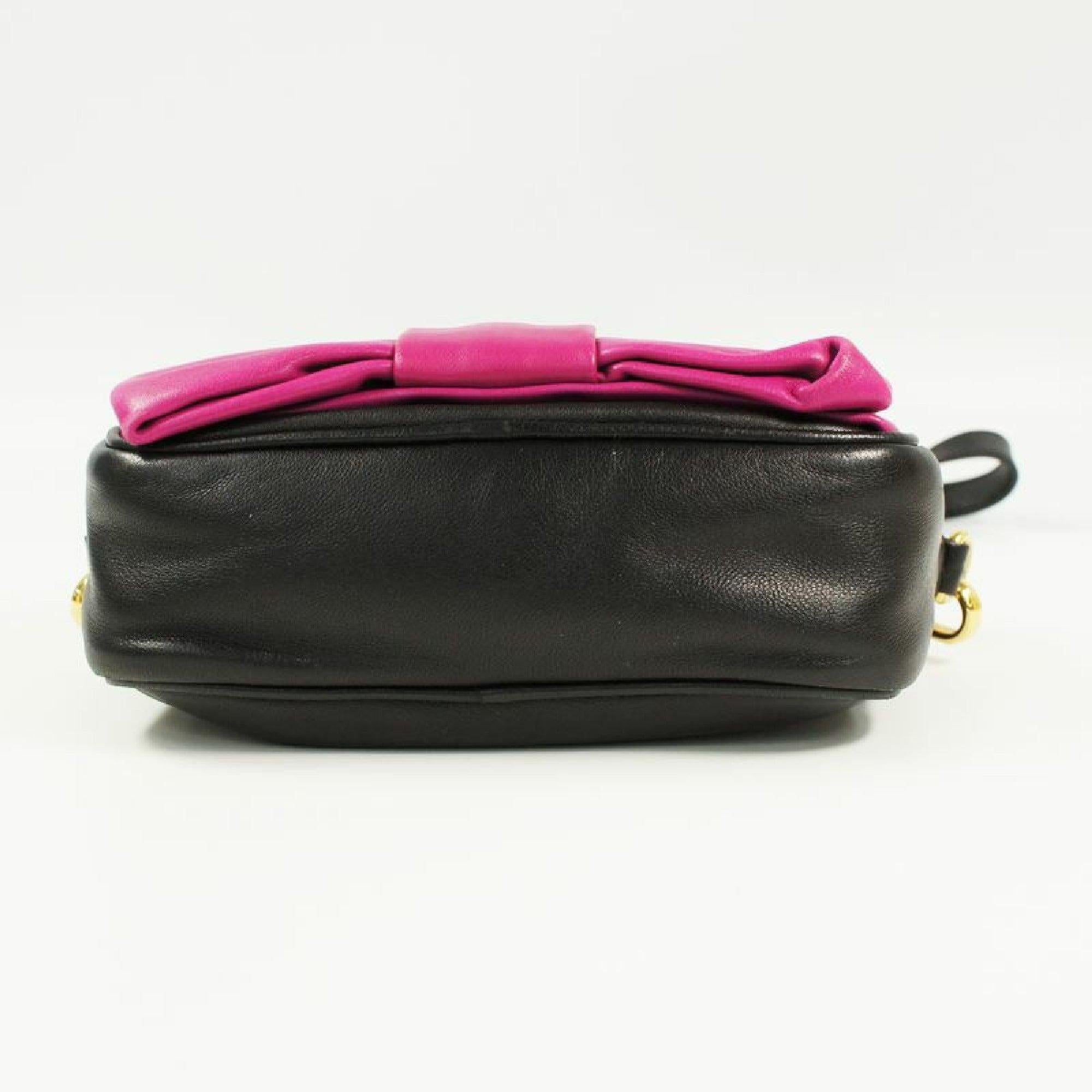 PRADA ribbon motif Mini shoulder 2WAY pouch Womens shoulder bag pink x black x g In Good Condition In Takamatsu-shi, JP