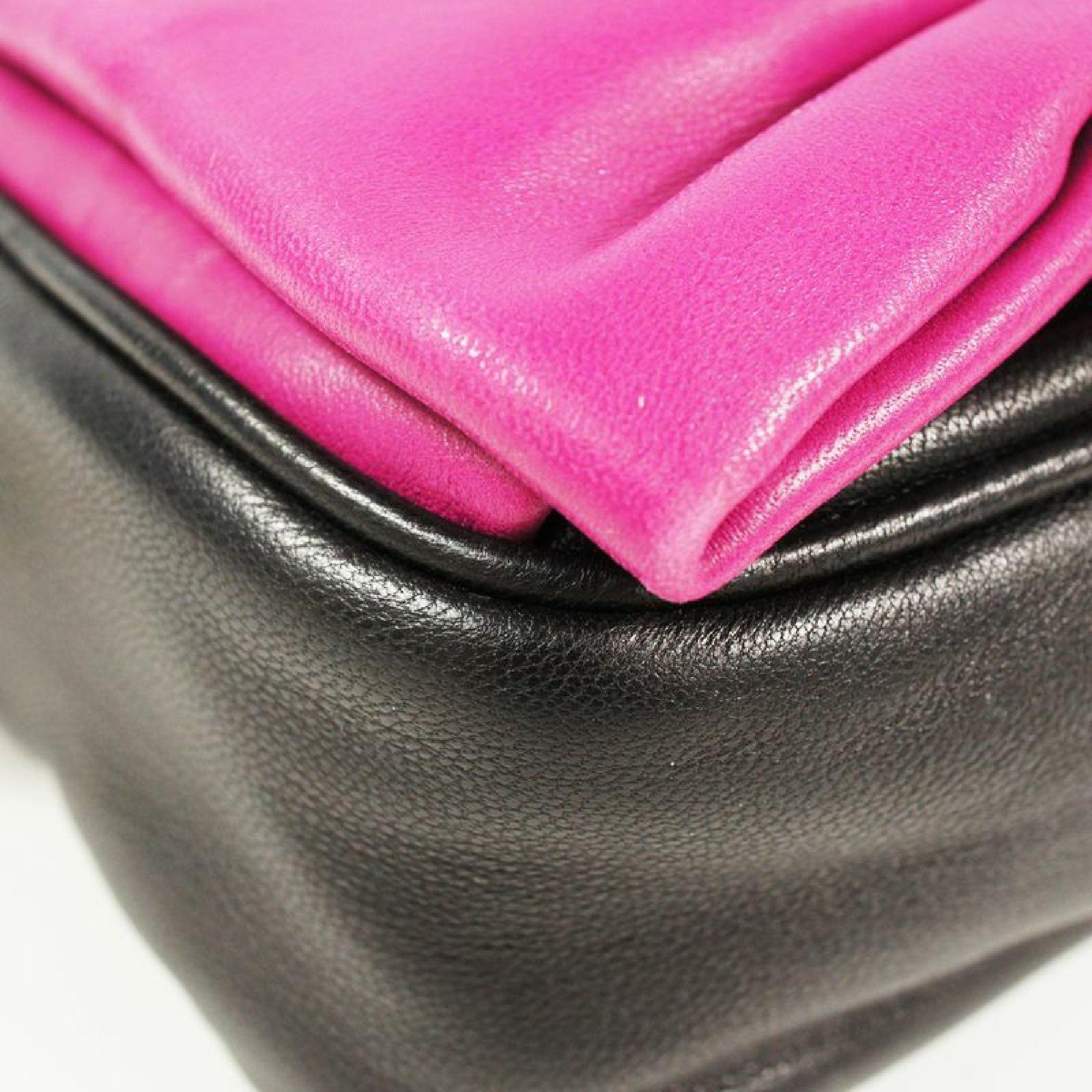 Women's PRADA ribbon motif Mini shoulder 2WAY pouch Womens shoulder bag pink x black x g
