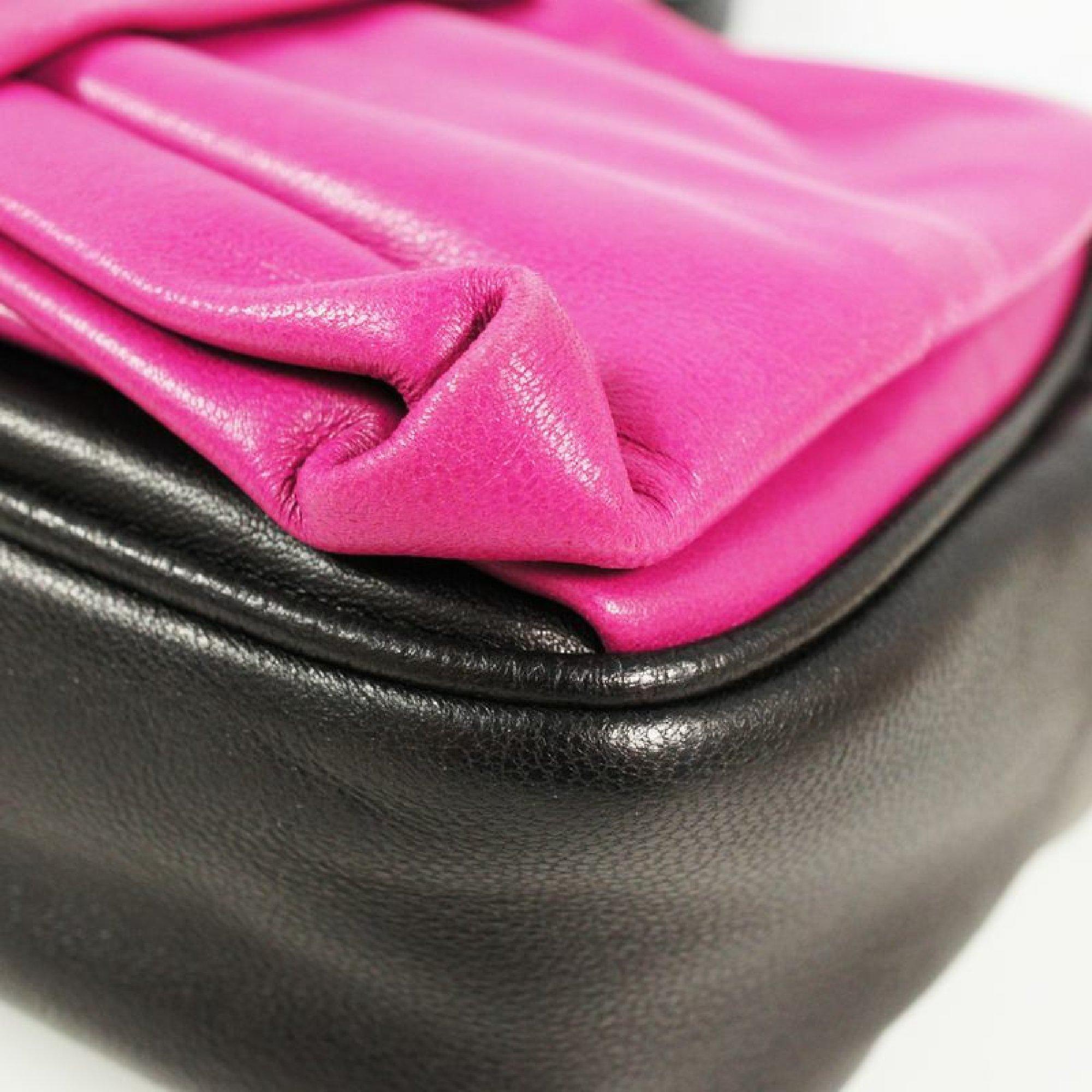 PRADA ribbon motif Mini shoulder 2WAY pouch Womens shoulder bag pink x black x g 1