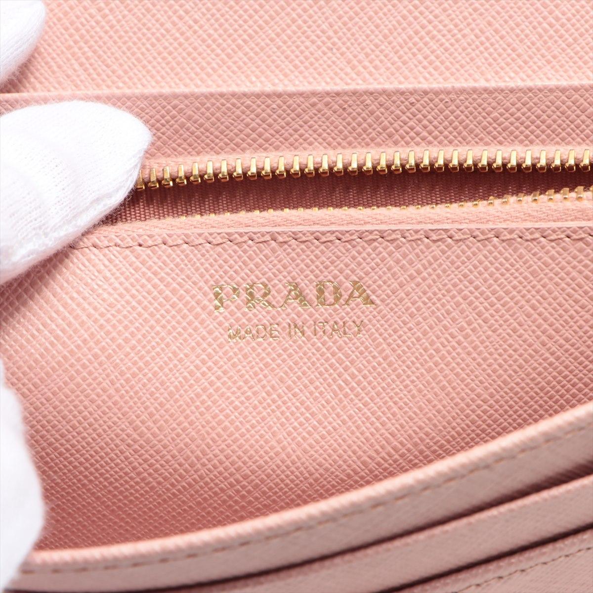 Prada Ribbon Saffiano Leather Wallet Pink For Sale 7