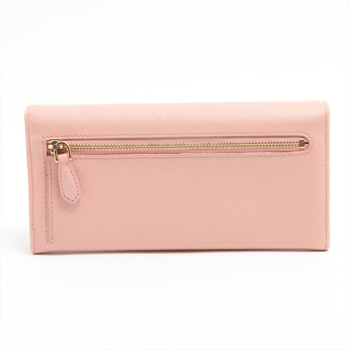Prada Ribbon Saffiano Leather Wallet Pink In Good Condition For Sale In Indianapolis, IN