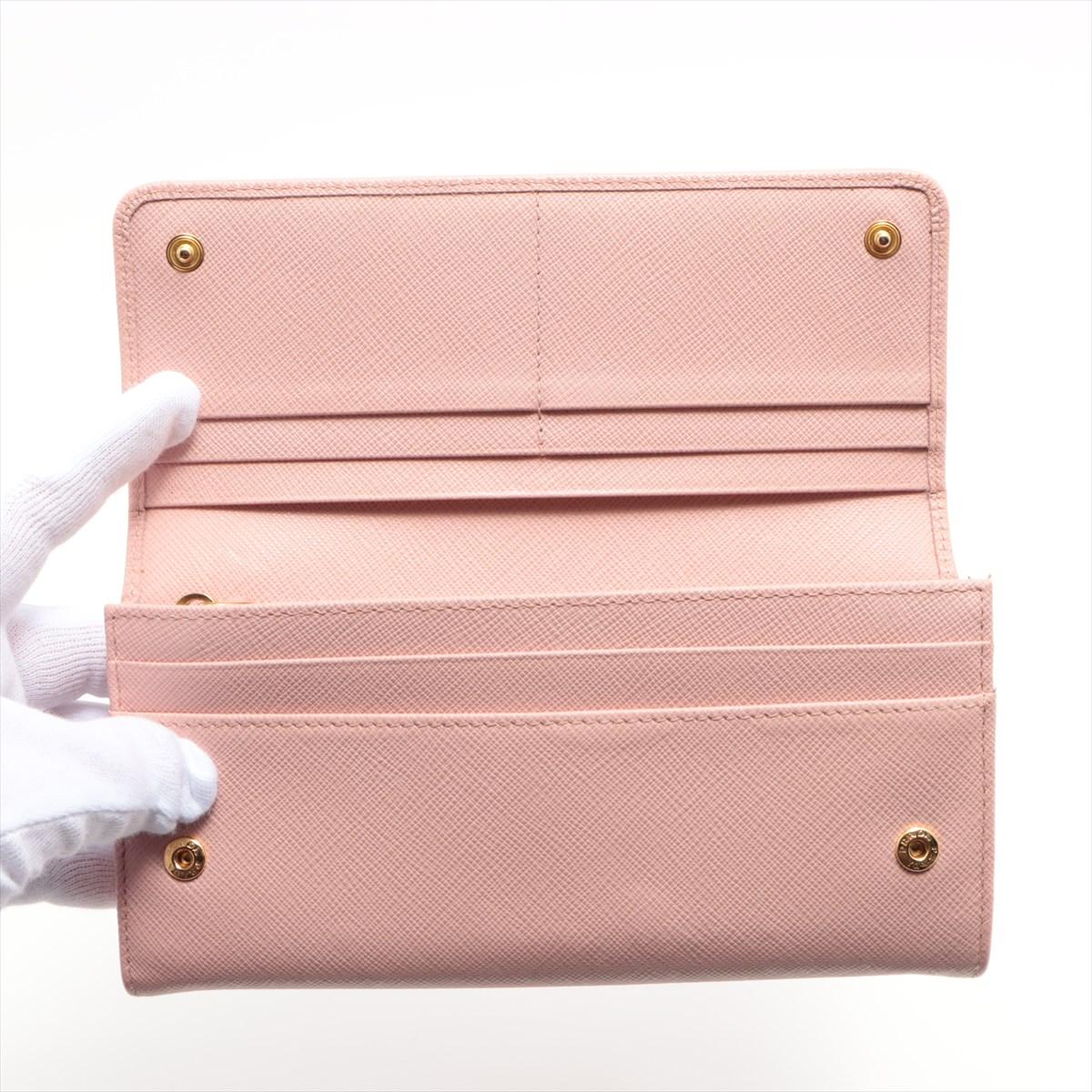 Women's Prada Ribbon Saffiano Leather Wallet Pink For Sale