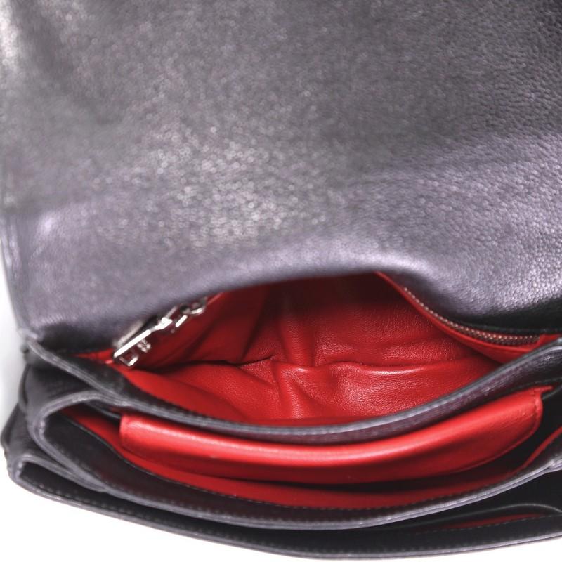 Black Prada Robot Flap Shoulder Bag Mixed Media Leather Small