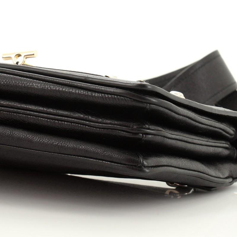 Black Prada  Robot Flap Shoulder Bag Mixed Media Leather Small
