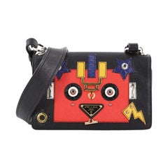 Prada Robot Flap Shoulder Bag Mixed Media Leather Small