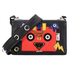 Prada Robot Flap Shoulder Bag Mixed Media Leather Small