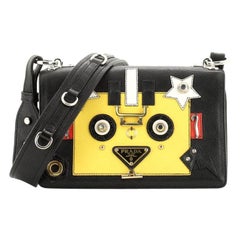 Prada  Robot Flap Shoulder Bag Mixed Media Leather Small