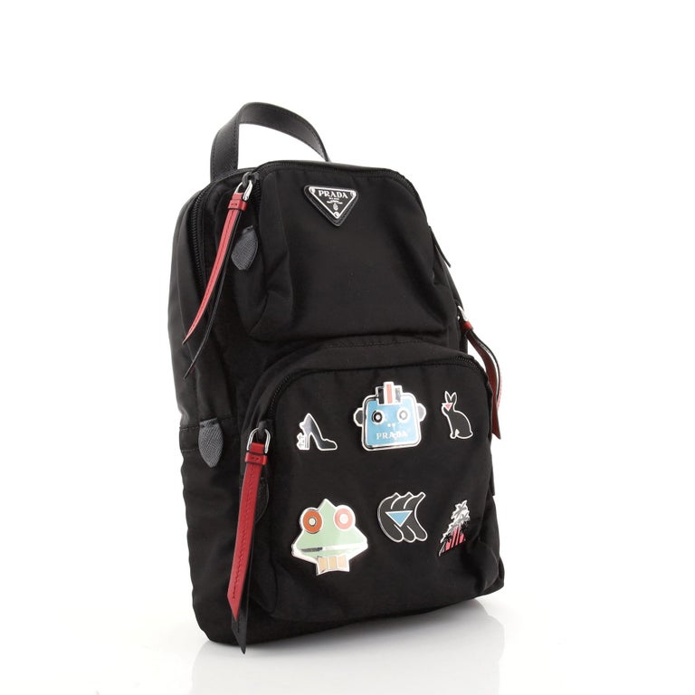 Pre-Loved Prada Tessuto Robot Fluo Sling Backpack Explore a Prada Black Nylon Limited Edition Robot Fluo Sling  main image 4