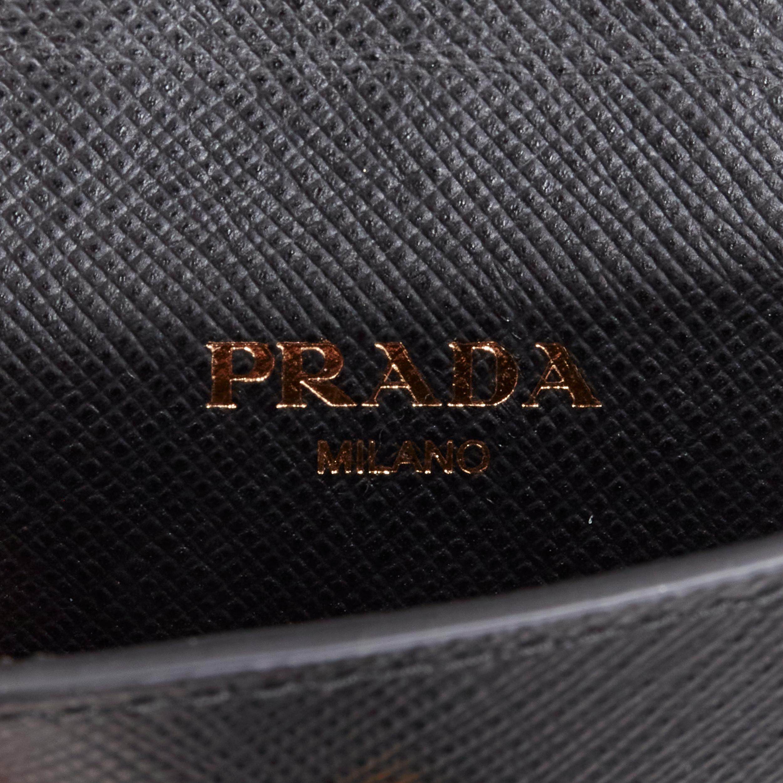 PRADA Robot Stereo black saffiano studded flap cardholder bag charm 3