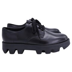 Prada Rocksand Derby Shoes in Black Leather