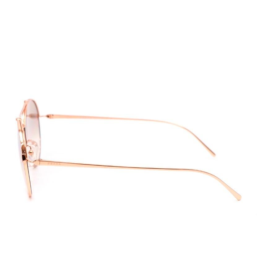 Prada Rose Gold Aviator Sunglasses In Excellent Condition For Sale In London, GB