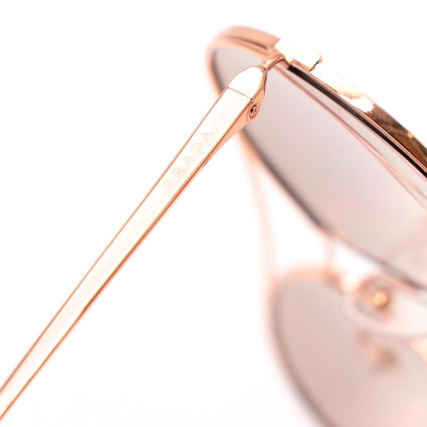 Women's Prada Rose Gold Aviator Sunglasses For Sale