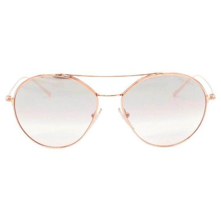 Prada Rose Gold Aviator Sunglasses For Sale at 1stDibs