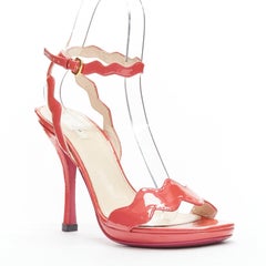 PRADA rose pink patent leather squiggly strap sandal heels EU38.5