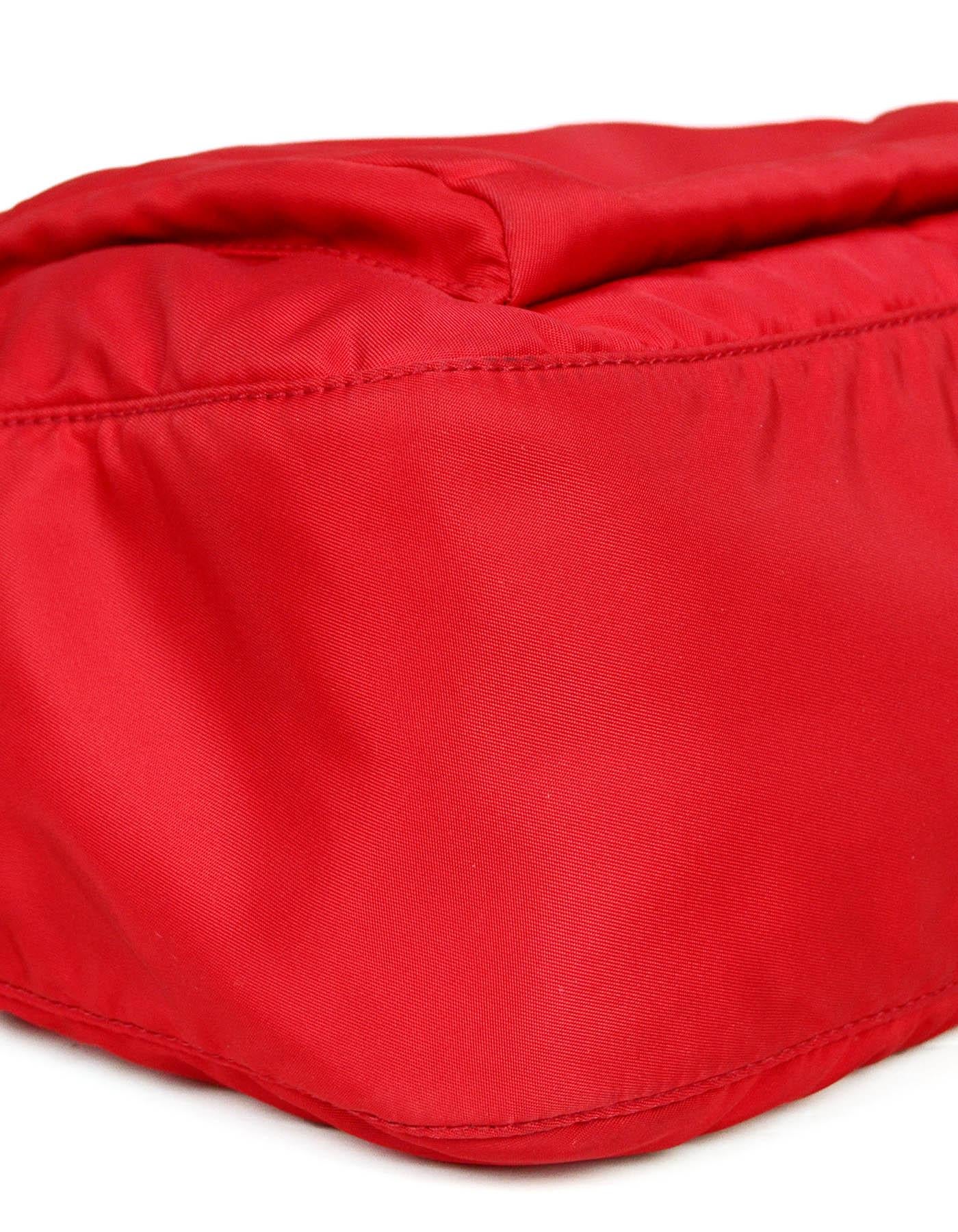 red nylon shoulder bag