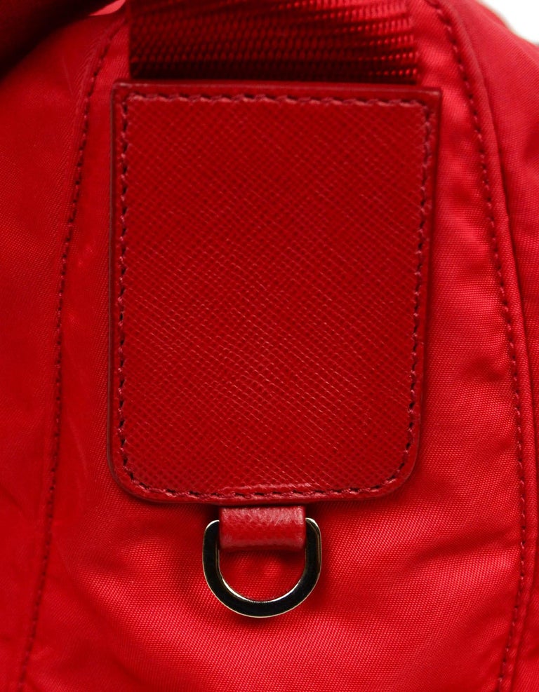 Prada Rosso Red Tessuto Nylon Front Pocket Crossbody Messenger Bag