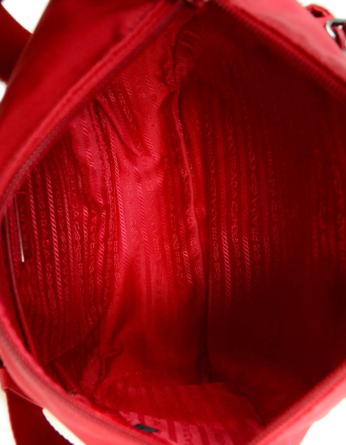 Prada Rosso Red Tessuto Nylon Front Pocket Crossbody Messenger Bag 1