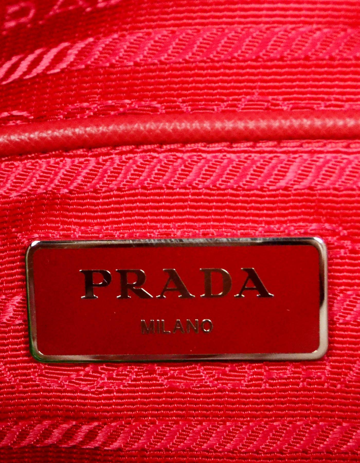 Prada Rosso Red Tessuto Nylon Front Pocket Crossbody Messenger Bag 2