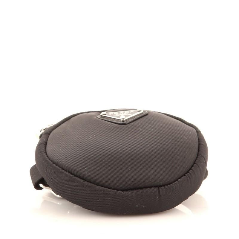 Black Prada Round Convertible Pouch Tessuto Mini