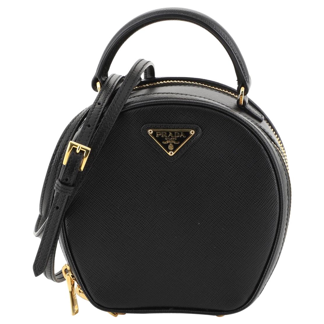 Prada Round Convertible Top Handle Bag Saffiano Leather Mini at