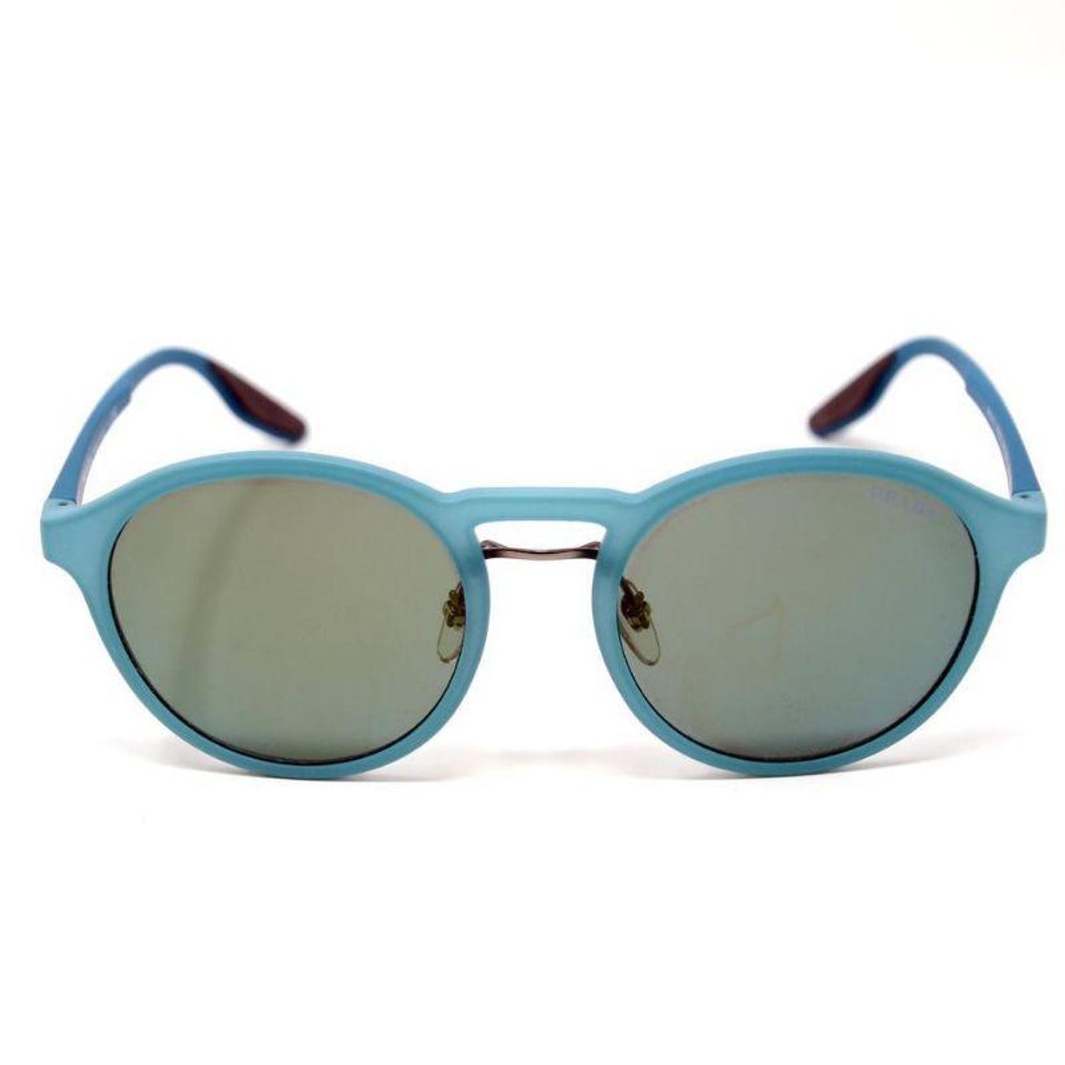 Prada Round Metal Rubber and Light Reflective Mirror Lenses Sunglasses at  1stDibs