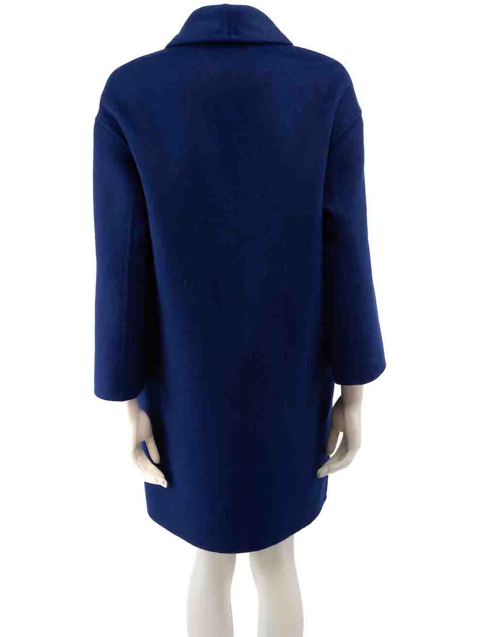 Prada Royal Blue Wool Mid Length Coat Size S In Good Condition For Sale In London, GB