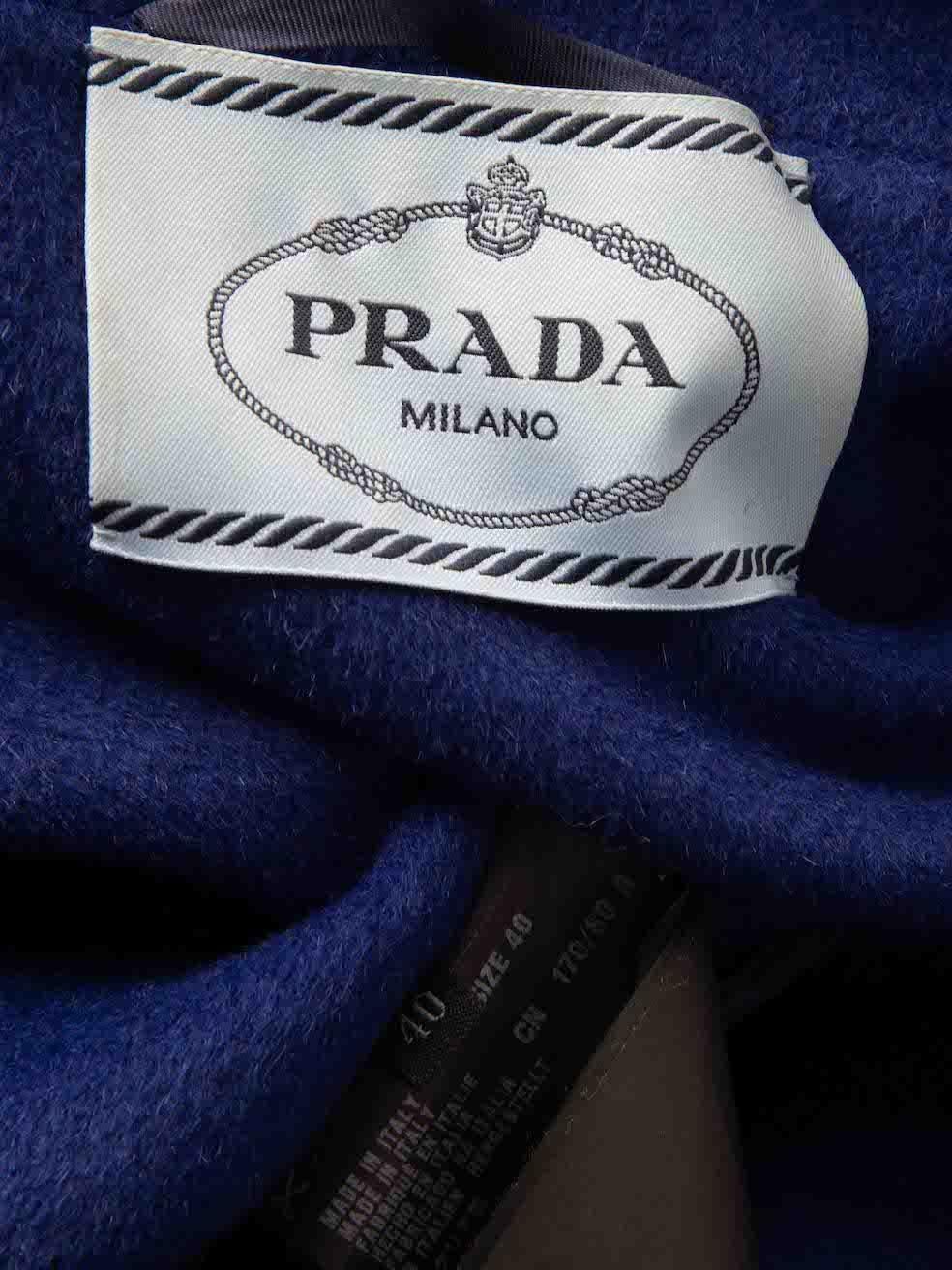 Prada Royal Blue Wool Mid Length Coat Size S For Sale 2