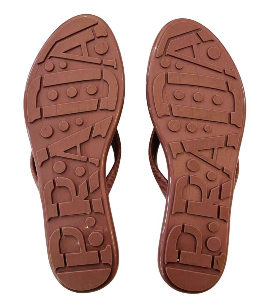 Women's Prada Rubber Logo Flip Flop Sandals For Sale