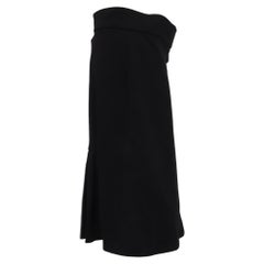 Prada Rubber-Patch Accent Midi Skirt in Black Cotton