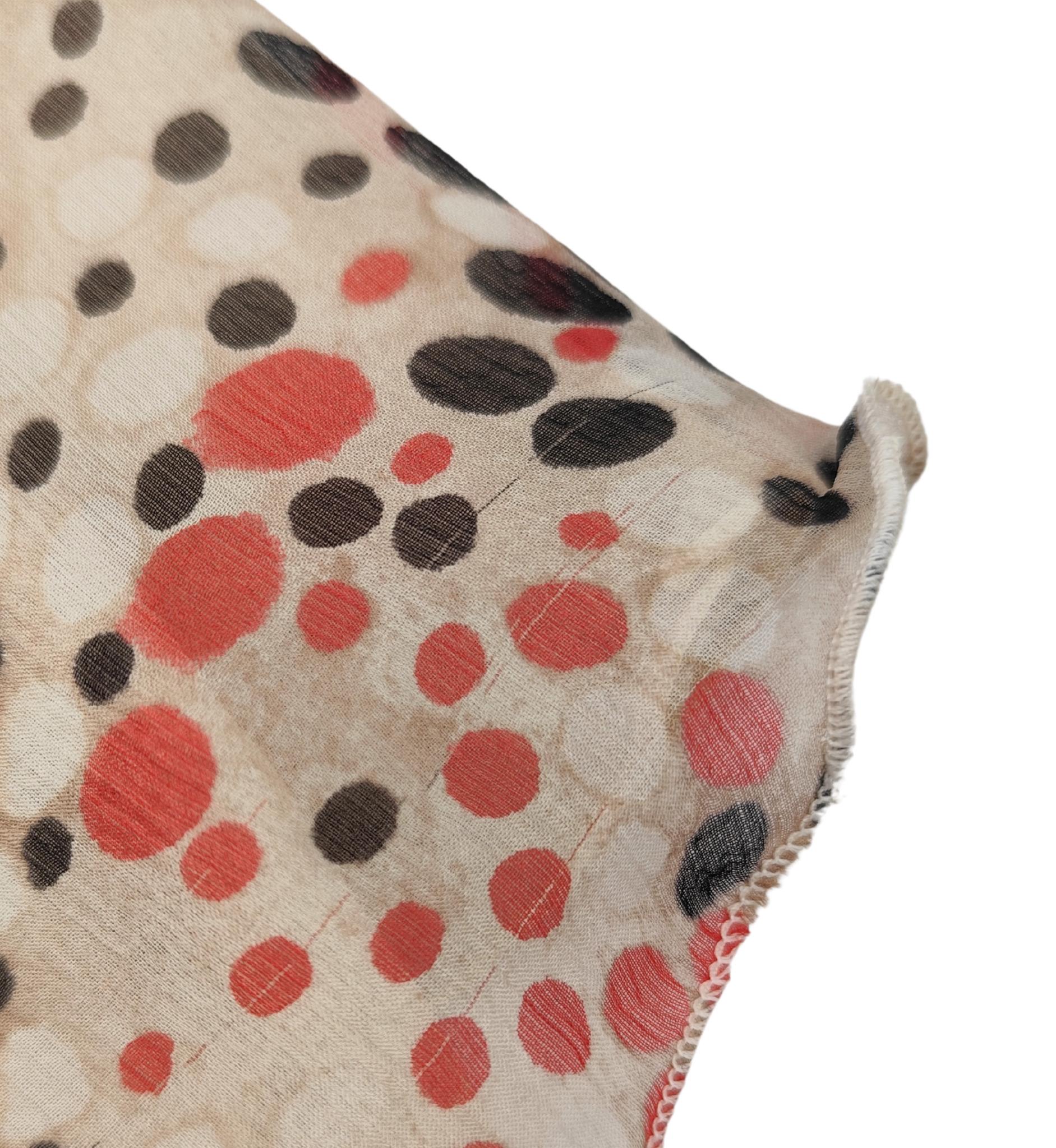 Prada ruched silk multicolor polkadot print top and skirt set For Sale 11