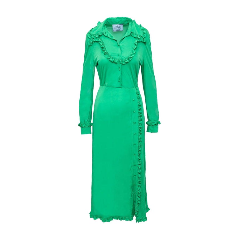 prada green dress Prada Vintage Spring 2008 Green Plaid Silk Organza Fairy Dress 42 Runway  Archive