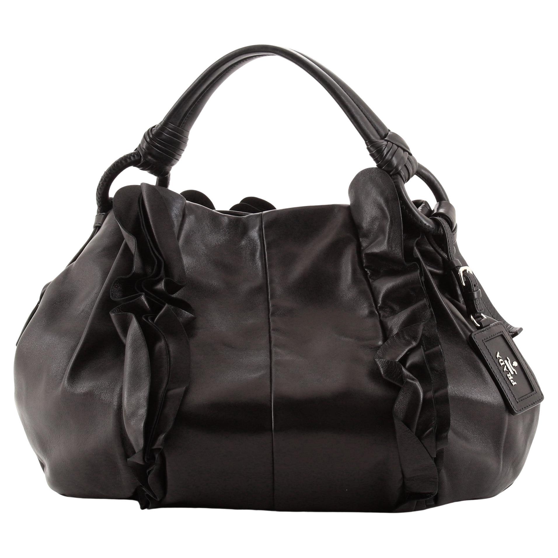 Prada Metallic Leather Ruffle Pochette Bag Prada