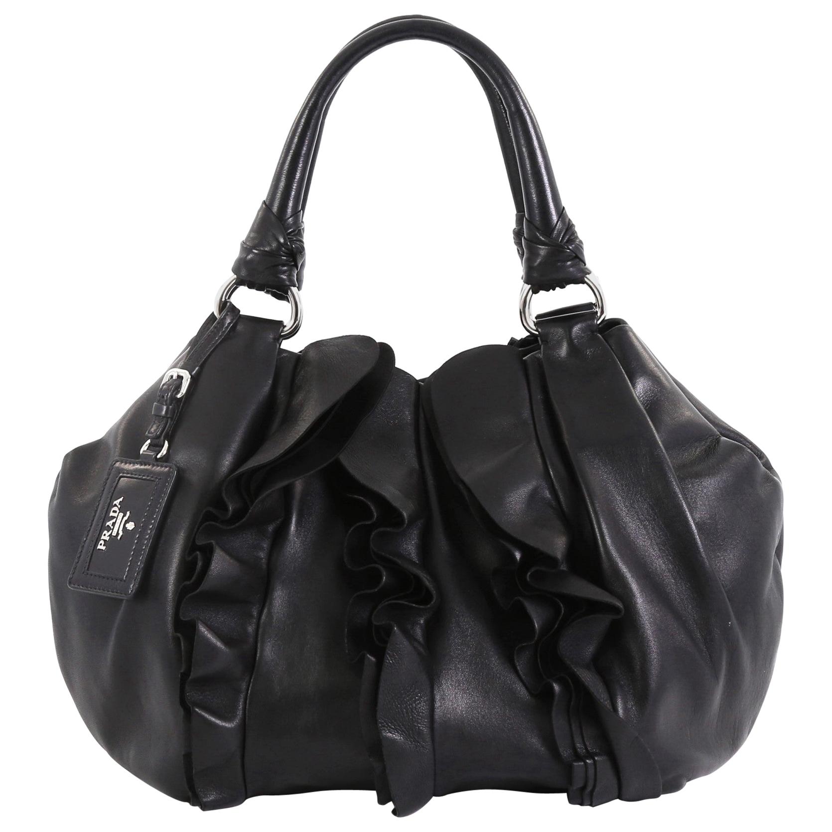 Prada Ruffle Shoulder Bag Nappa Leather Medium