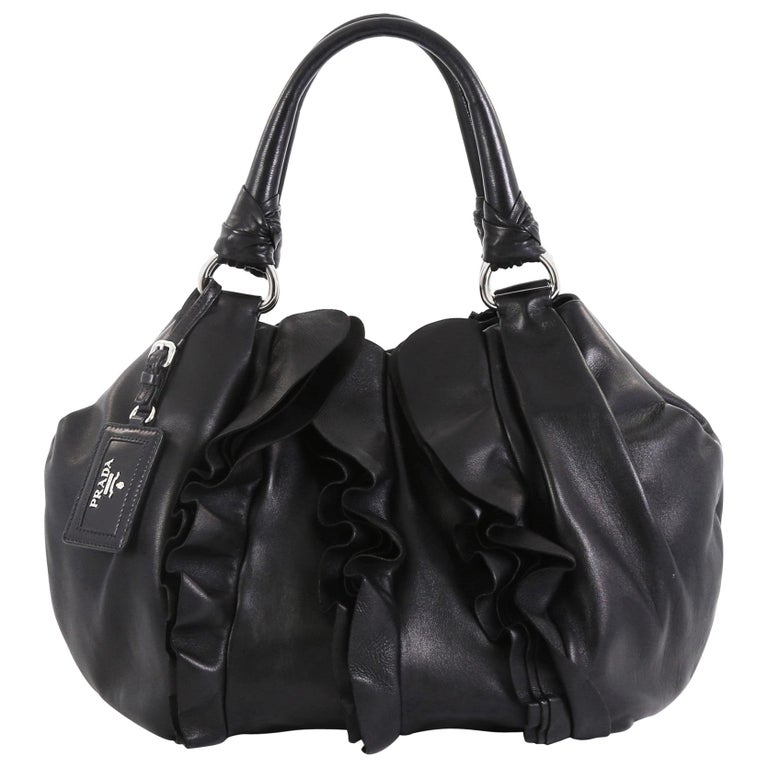 Prada Ruffle Shoulder Bag Nappa Leather Medium at 1stDibs  prada ruffle bag,  prada nappa shoulder bag, ruffled shoulder bag