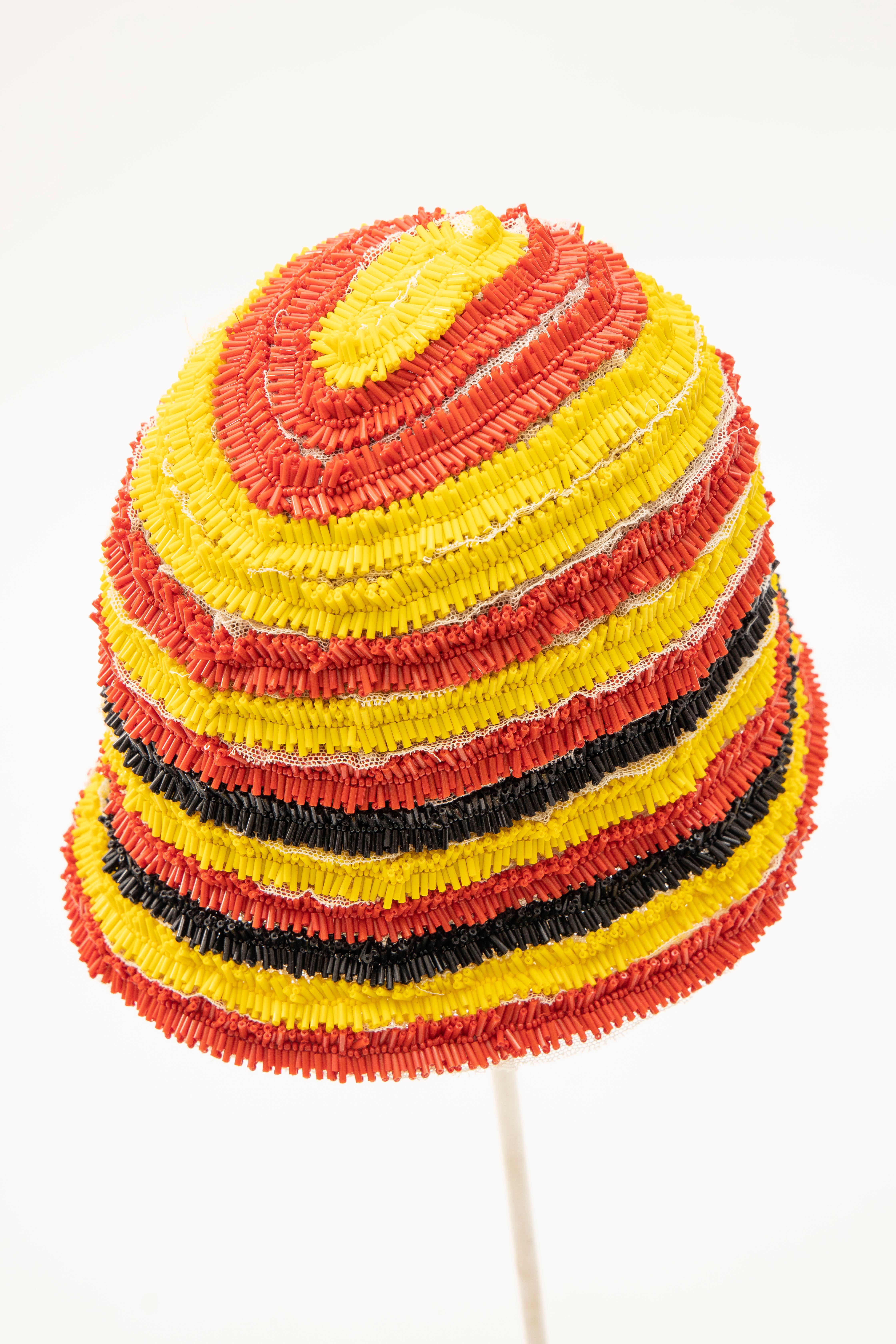 Prada Runway Bead Embroidered Cloche Hat, Spring 2005 3