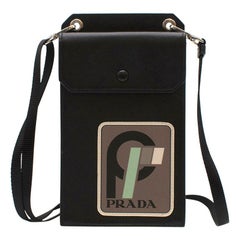 Prada Runway Black Saffiano Leather Smartphone Case
