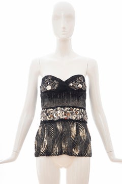 Prada Runway Black Strapless Embroidered Sequin Top, Fall 2006