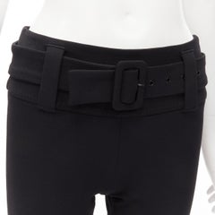 PRADA Runway black wool buckle belt tapered cropped pants XS