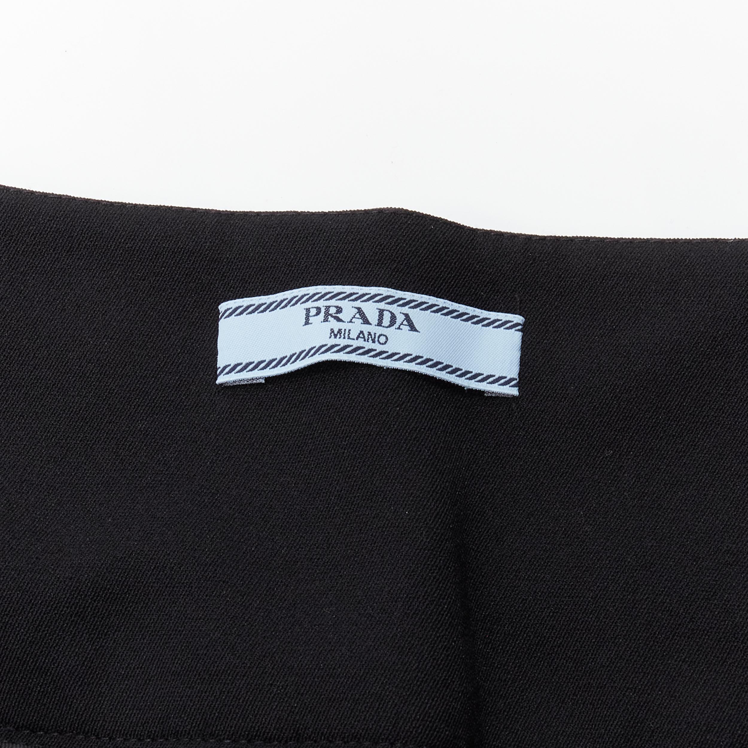 PRADA Runway black wool buckle belt tapered cropped pants XS For Sale 5