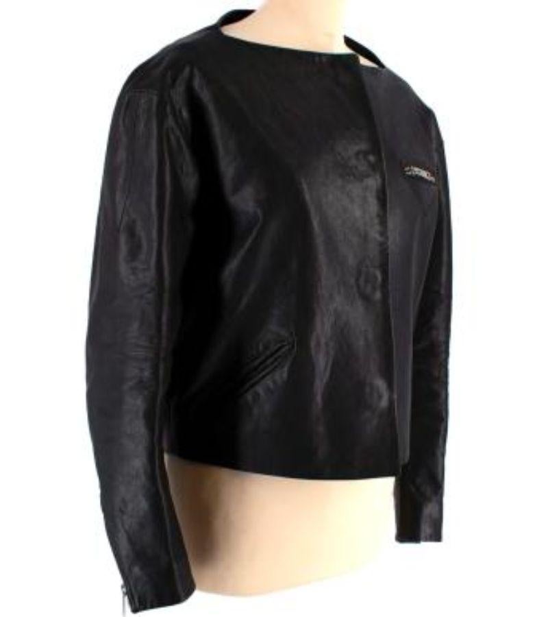 Men's Prada Runway Calfskin Black Leather Jacket For Sale