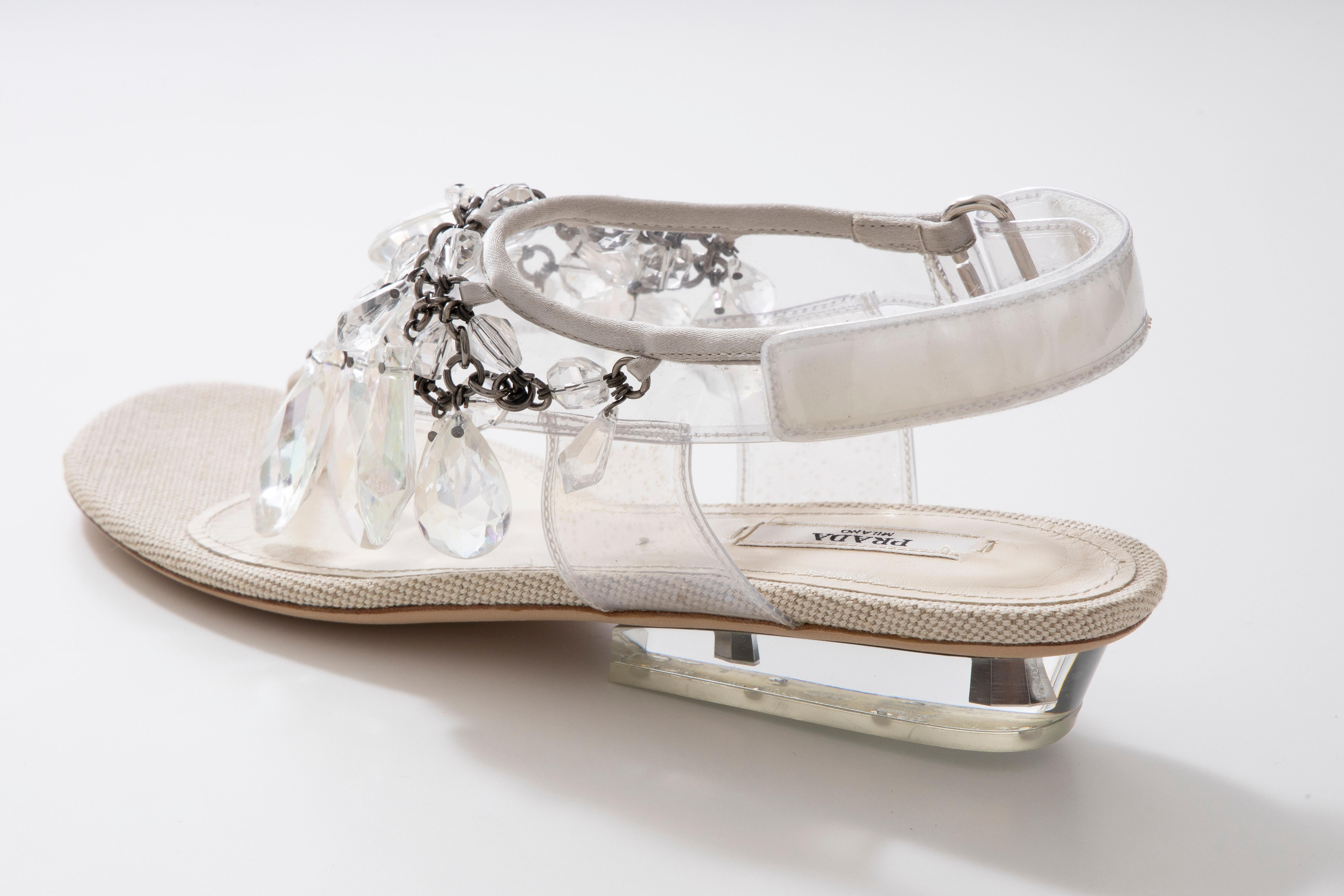 Prada Runway Clear PVC Lucite Faceted Crystal Thong Sandals, Spring 2010 2